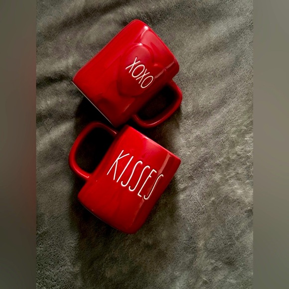 Rae Dunn Other - NEW Rae Dunn Valentines Day Mug Set of Two XOXO & Double Sided Hugs & Kisses Red